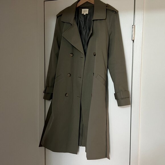 Sezane Olive Trench Coat - Picture 2 of 5